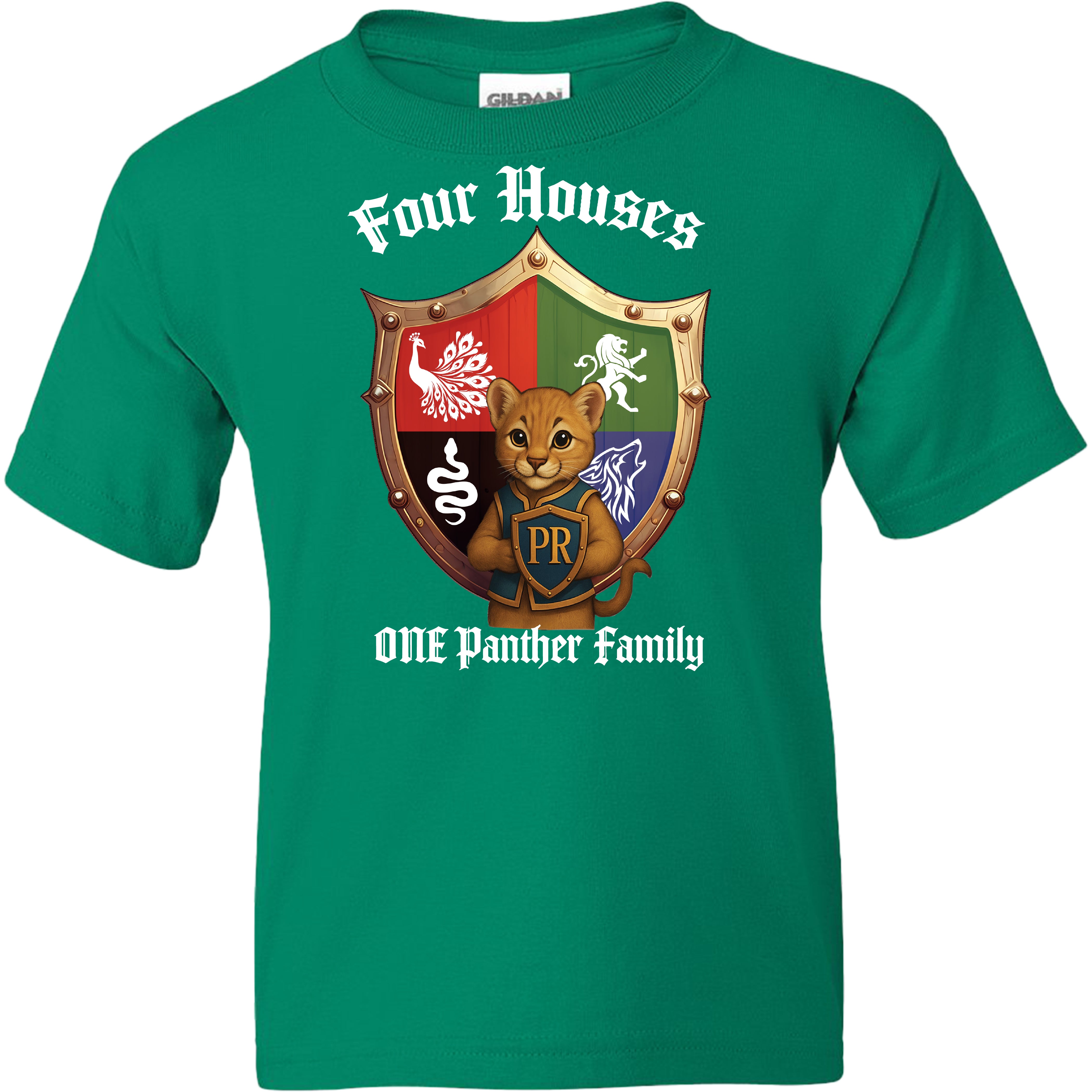 Panther Run Elementary - 4 Houses 1 Panther Family YOUTH Tee