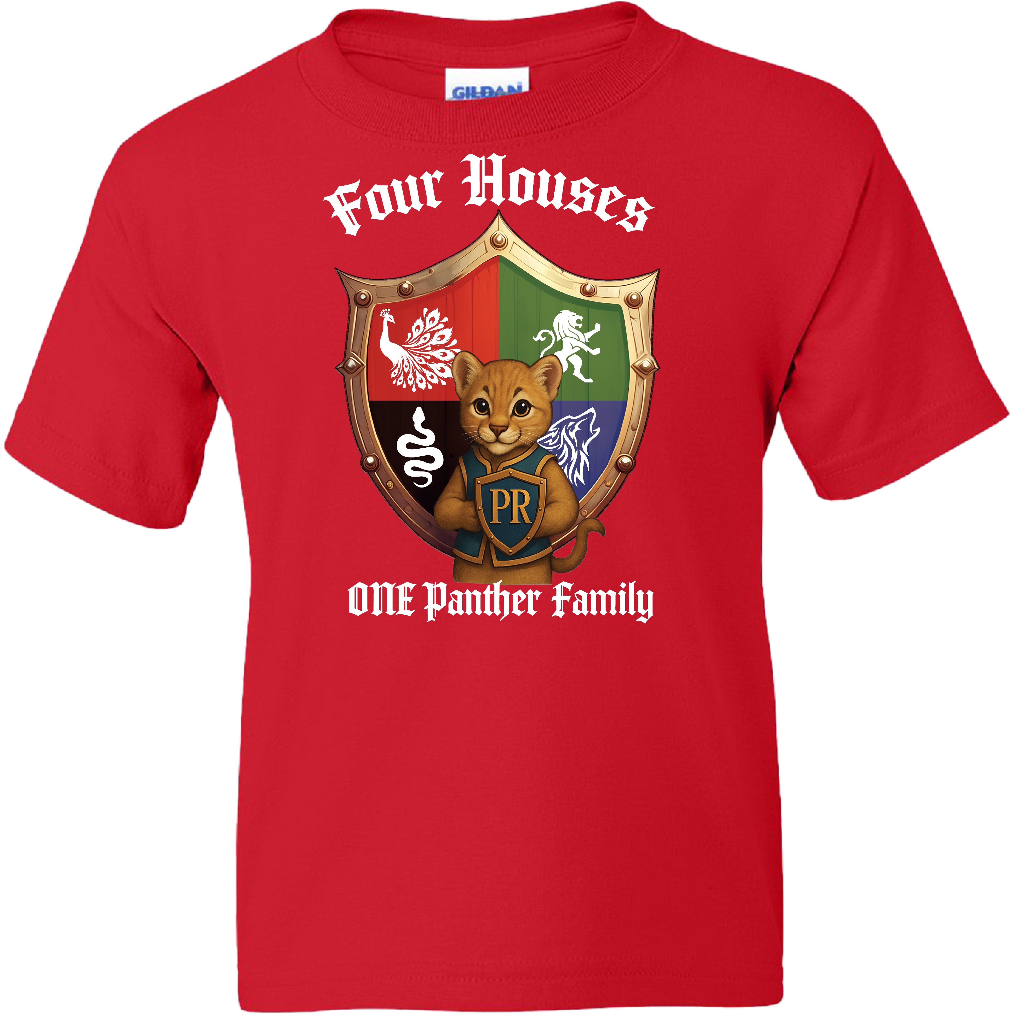Panther Run Elementary - 4 Houses 1 Panther Family YOUTH Tee