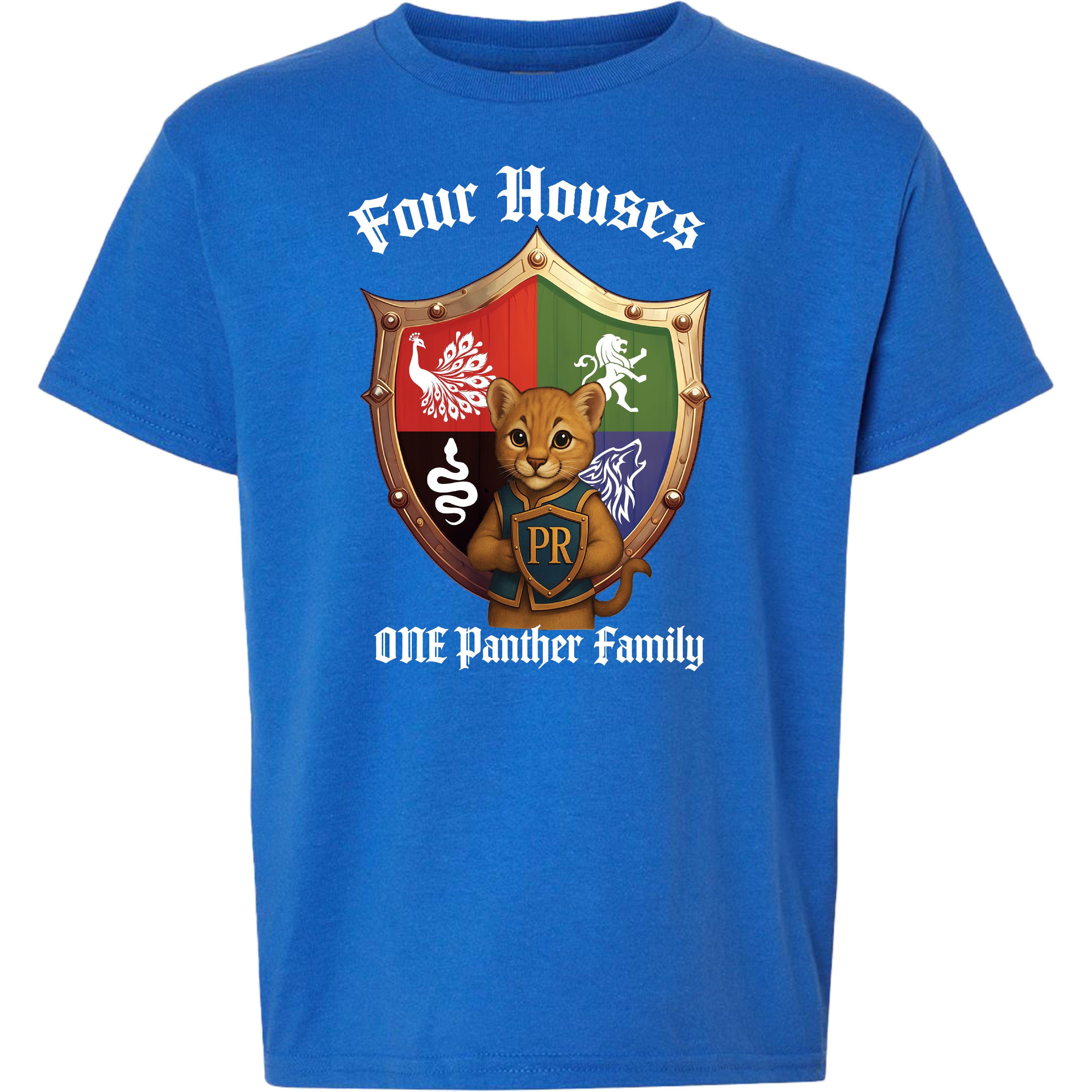 Panther Run Elementary - 4 Houses 1 Panther Family YOUTH Tee