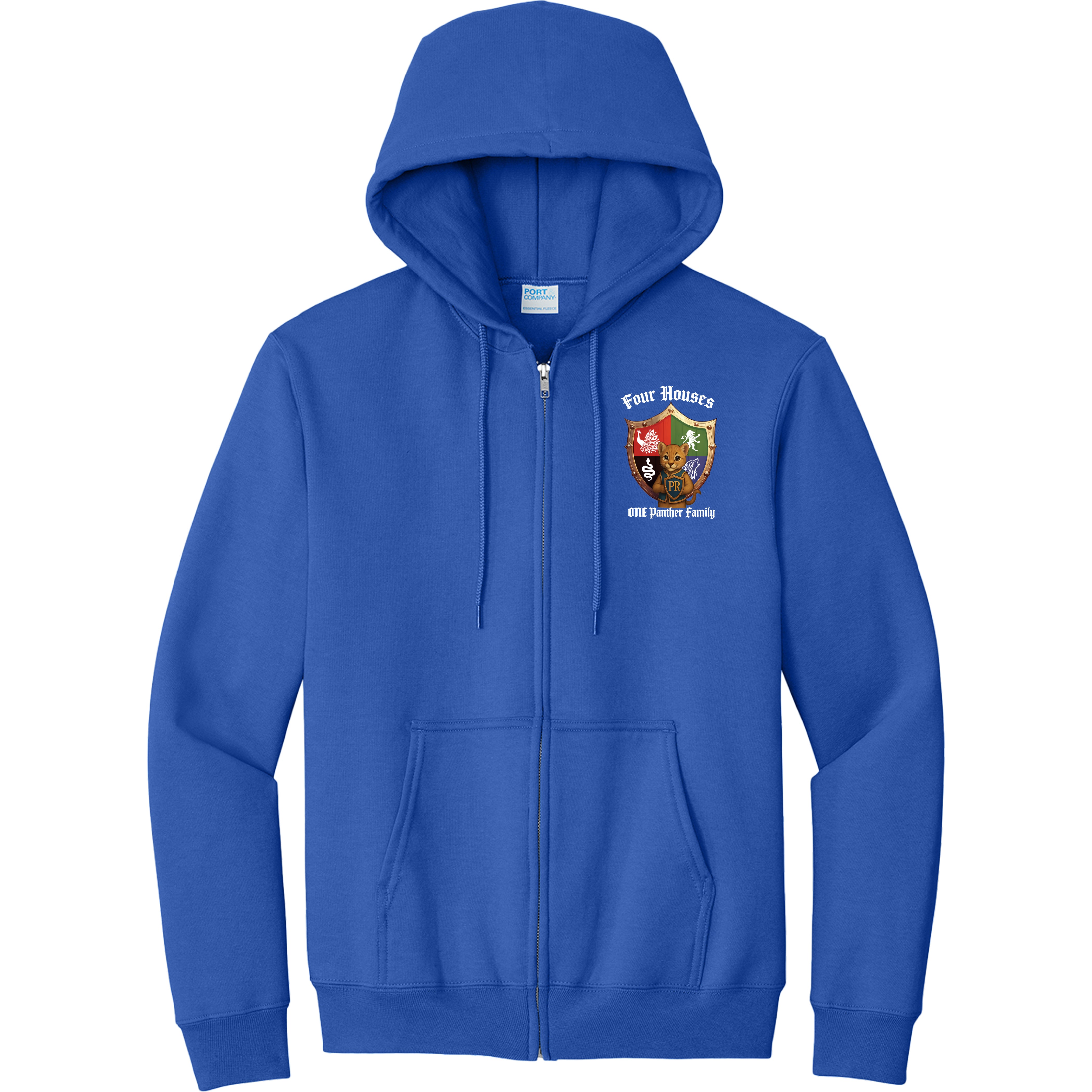 Panther Run Elementary - 4 Houses 1 Panther Family ADULT Zip Hoodie